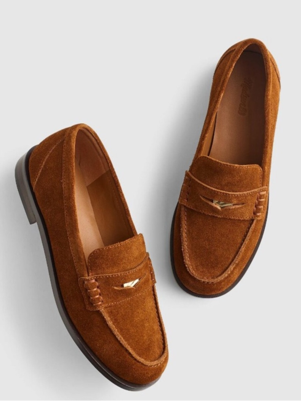 Madewell Grayson Suede Penny Loafers in Chestnut